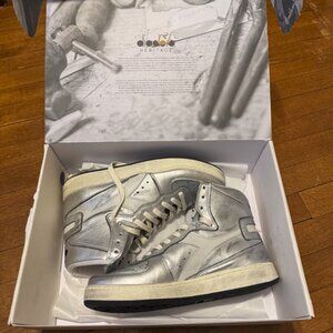Diadora Heritage Hi-Top Silver Sneakers